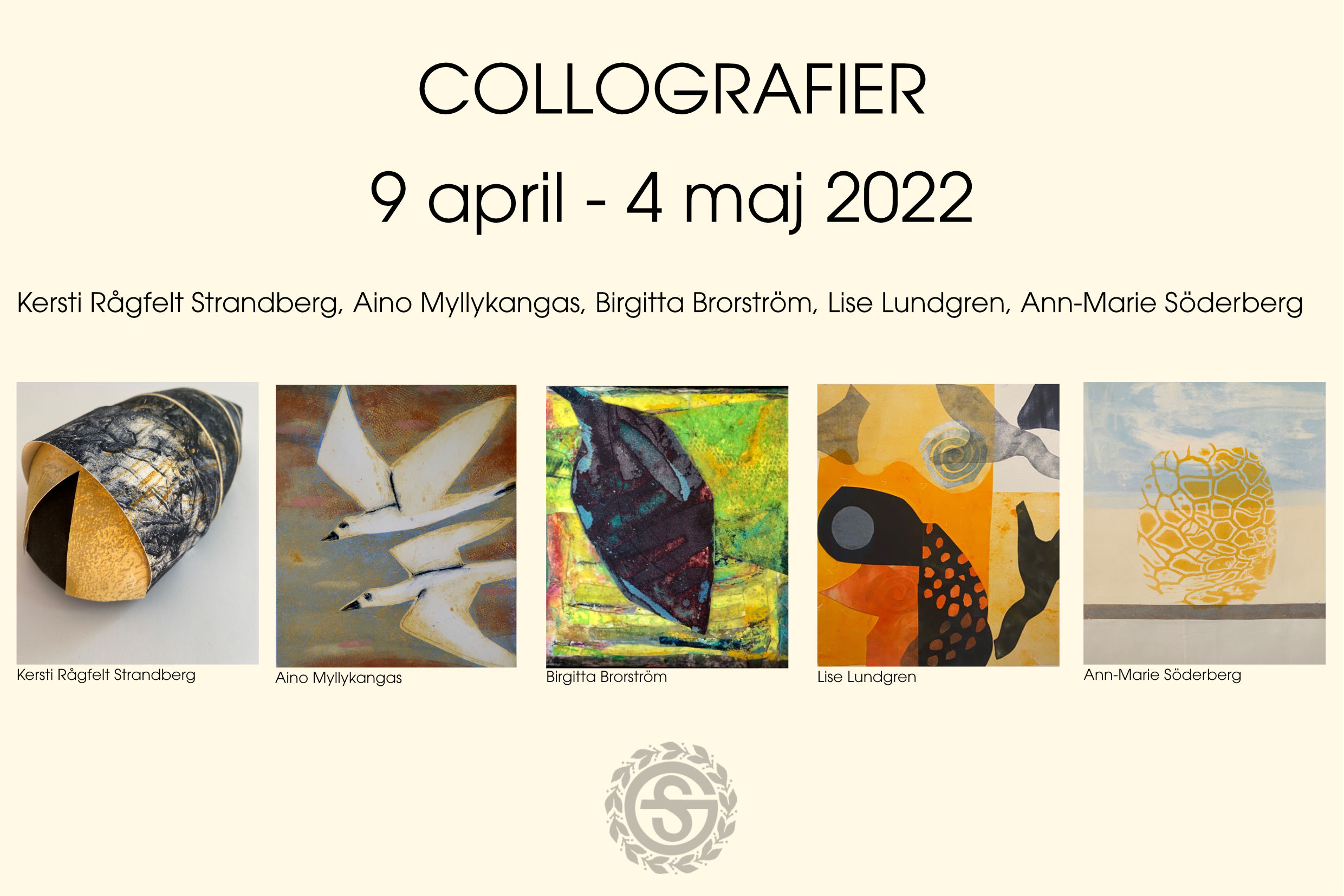 Utställning: Collografier - Kersti Rågfelt Strandberg, Aino Myllykangas, Birgitta Brorström, Lise Lundgren, Ann-Marie Söderberg 9/04 - 4/5 2022
