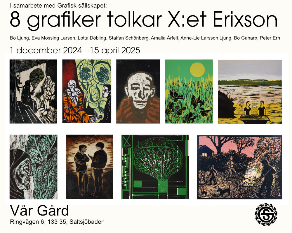 Utställning: 8 grafiker tolkar X-et Erixson 1/12 2024 - 15/4 2025